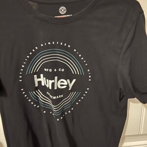 Hurley Black and White Short Sleeve Tee with Graphic Design